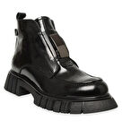 Mammamia 1990 Hakiki Deri Günlük Kadın Bot-Siyah Rugan