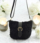 Sistem El Örgü Fosfoslu  Kadın Günlük Kol Çantası-Siyah