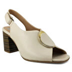 Venüs 2108518 Günlük Hakiki Deri Kadın Sandalet-Bej