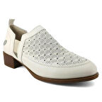 Mammamia 7360 Hakiki Deri Günlük Kadın Ayakkabı-Krem