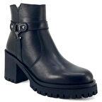 Mammamia 8485 Hakiki Deri Günlük Kadın Bot-Siyah