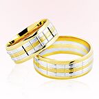 Sarı Beyaz Kareli Altın Alyans 6202