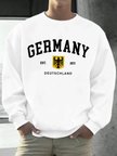 Almanya Deutschland Ulusal Amblem Baskı Erkekler Kazak Moda Polar Kazak Retro Rahat Uzun Koll