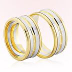 Harem Altın Sarı Beyaz Altın Alyans 6207