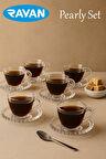 Rayan Pearly Serisi 6 Kişilik Fincan Takımı | İnci Detaylı Şık Fincan Seti