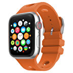 Apple Uyumlu Watch 40mm Delikli Tasarım KRD-147 Silikon Kordon Alpin Stil Siyah Kırmızı Mavi Naturel Gri Mor