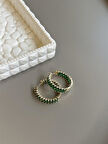 Taşlı Halka Küpe - Yeşil