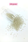 Dökme Cam Kum Boncuk (11/0) 2 mm - 60 Gram -  Şeffaf Beyaz - BNC053