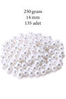 250 gram 14mm Beyaz Renk Plastik İnci Boncuk Çanta ve Takı Yapım Boncuğu (~135 adet)