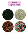 Dökme Cam Kum Boncuk (8/0) 3 mm - 4 Renk - Toplam 80 Gram - BNC419