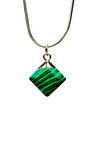 Malakit Doğal Taşı Zincirli El Yapımı Kolye Uç: 1,5 cm Zincir: 20 cm Kutulu