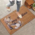 Valerine Life Pudra Rengi Zambak Çiçeği Hoş Geldiniz Kapı Önü Paspası 45x70cm