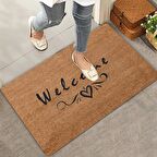 Valerine Life Kara Kalem Kalp Welcome Kapı Önü Paspası 45x70cm