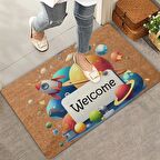 Valerine Life Gezegen ve Roket Temalı Welcome Kapı Önü Paspası 45x70cm