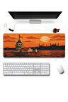 SonicTouch UltraGrand Kız Kulesi İstanbul Silueti Turuncu Xxl Gaming Oyuncu Klavye Mouse Pad 40x90Cm
