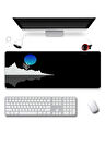 SonicTouch Mavi Ay Karanlık Ufuk Gamer Oyuncu Dikişsiz Sıvı Geçirmez Klavye Mouse Pad 32x70Cm