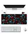 SonicTouch Renkli Çakıl Taşları Gamer Oyuncu Dikişsiz Sıvı Geçirmez Klavye Mouse Pad 32x70Cm
