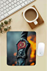 SonicTouch Bilek Destekli Kurt Başlı Türk Kılıcı Kırmızı Dikdörtgen Pürüzsüz Yüzey Dikişsiz Mouse Pad 18x22cm