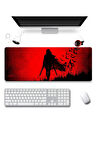 SonicTouch Crimson Siren Vampir Kadın Kırmızı Gamer Oyuncu Dikişsiz Klavye Mouse Pad 32x70Cm