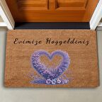Valerine Life Aşk Çemberi Lavanta Temalı Evimize Hoş Geldiniz Kapı Önü Paspası 45x70cm