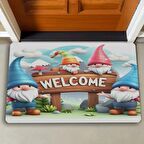 Valerine Life Sevimli Cüceler Welcome Kapı Önü Paspası 45x70cm