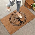 Valerine Life Yuvarlak Ağaç Tablosu Welcome Hoş Geldiniz Kapı Önü Paspası 45x70cm