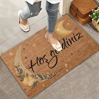 Valerine Life Mehtap Ay ve Yıldız Temalı Hoş Geldiniz Kapı Önü Paspası 45x70cm