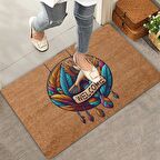 Valerine Life Tüy ve Kuş Çemberi Oyma Yazılı Welcome Kapı Önü Paspası 45x70cm