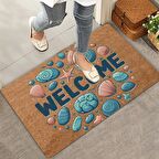 Valerine Life Renkli Midye ve Taşlar Welcome Kapı Önü Paspası 45x70cm