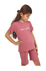 Kız Çocuk Love Baskılı Kısa Kollu Bisiklet Yaka 10/15 Yaş Takımı