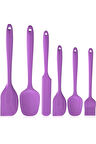 6lı Silikon Fırça Spatula Servis Takımı Yanmaz Yapışmaz Fırçası Kaşık Bıçak Spatula Seti Mor