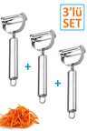 3 Adet Patates Soyacağı Metal Meyve Sebze Soyacak Paslanmaz Çelik Mutfak Julyen Doğrayıcı Seti