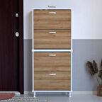 Modilayn UMAY' 2 Li Kapı Önü 52 x 160 x 25,5 cm’ lik 4 Düşer Kapak 8 Göz Bölmeli Ayakkabılık