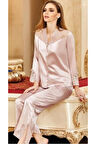 Pudra Saten Pijama Takim 5692