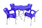 Mandella Katlanır Ayak 80x80 Demir Ayaklı Nil Koltuk Masa Takımı Mavi