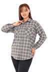 Taşlı Ekose Cepli Büyük Beden Gömlek