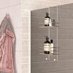Duşakabin Banyo Rafı Şampuanlık 2 Katlı Askılı