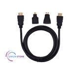 3in1 HDMI Kablo Set - Micro ve Mini HDMI Set - 1.5m