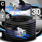 30 Metre Internet Kablosu/0,50mm Utp CAT6 23AWG/ iki Kat Korumalı/iç ve Dış Mekan Uyumlu/ethernet kablosu 30 metre