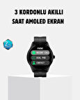 3 Kordonlu AMOLED Akıllı Saat – Sağlık Takipli