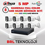 Dahua 5 Mp 8 Kameralı Sesli 30 Metre Renkli Gece Görüşlü Full Hd Kamera Seti