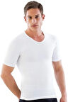 Erkek Dikişsiz Yarım Kol Atlet Korse Beyaz E1010