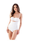 Kadın Beyaz Dikişsiz Göğsü Açık Slip Boy Korse 2073