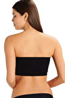 Kadın Siyah Dikişsiz Pedli Straplez Sütyen 4022