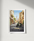 Çerçevesiz Poster Lyon'un Şirin Sokakları ve Vespa