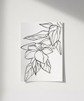 Çerçevesiz Poster El Çizimi Çiçek ve Yaprak Motifli Minimalist