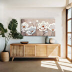 Beyaz Yapraklı Çiçek Kanvas Tablo