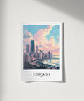 Çerçevesiz Poster Michigan Gölü Kıyısında Chicago