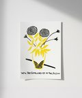 Çerçevesiz Poster El Çizimi Vazo ve Çiçek Motifli Grafik