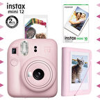 Instax mini 12 Pembe Fotoğraf Makinesi-10'lu Film ve Mini Albüm Seti-FOTSI196-S3-10-MA